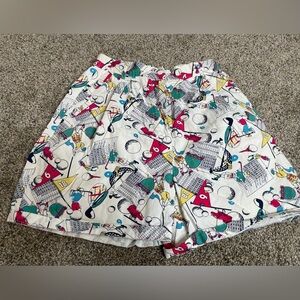 Vintage Lady LaMode Pleated Graphic Colorful Shorts Sz 8 High Rise Waist Golf